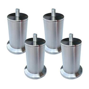 Imagem de ZJYWMM 4 peças de pernas de móveis de aço inoxidável pernas de mesa de metal pés de móveis redondos de substituição para móveis de sofá pernas de mesa pernas de armário de cama elevadores M8 parafuso