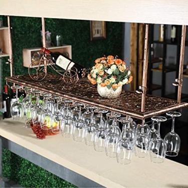 Imagem de Prateleiras de vinho Suporte de vinho de metal Suporte de vinho prateleira de vinho de teto Suporte de copo de vinho pendurado para bares restaurantes cozinhas (Cor: Preto