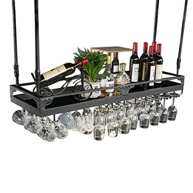 Imagem de THGYJP Estante de taças, prateleira para copos de vinho sob o armário, prateleiras de metal para garrafas de vinho, prateleiras de armazenamento de teto para restaurantes e cozinhas (tamanho: 80 x 25