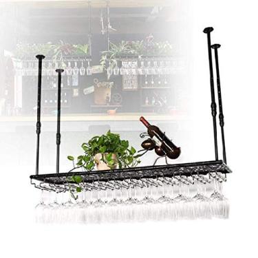 Imagem de Bar Wine Rack Restaurante Suporte de parede para garrafa de vinho com suporte ajustável para copos de caneca Suporte de copo de metal para garrafas de vinho 120 x 35 cm 120 x 35 cm