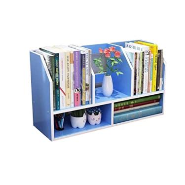 Imagem de RSLEE Estante de livros pequena, estante de mesa multicamadas, estante vintage de madeira para quarto, sala de estar, escritório, estante de livros com armazenamento