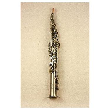 Imagem de Saxofone profissional Bb antigo laca saxofone soprano com caixa de instrumentos musicais kit de saxofone de latão para iniciantes