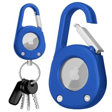 Imagem de Meiyasy Capa para porta-chaves AirTag, janela transparente protetora à prova d'água com trava segura, chaveiro de carro resistente para Apple AirTag (azul)