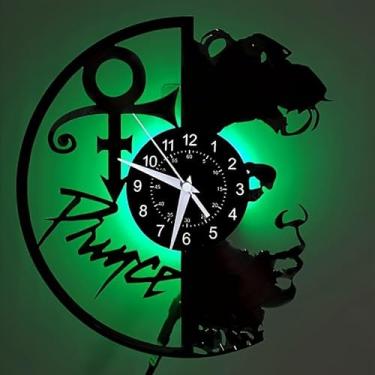 Imagem de Relógio de parede de vinil LED de 7 cores, entusiasta da música, decoração de quarto, cozinha e escritório, presente ideal para Natal e aniversário de inauguração de casa para amigos e familiares