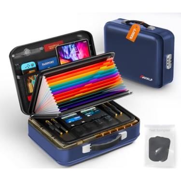 Imagem de GOELF Caixa de documentos à prova de fogo com fechadura, 2,871 °C, à prova de fogo, resistente à água, estojo rígido organizador de arquivos, cofre para documentos importantes, certificados, laptop