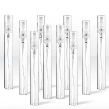 Imagem de Mini frascos de amostra de perfume, frasco de plástico pequeno spray de 4 ml, pacote com 10, névoa fina, frasco portátil recarregável de perfume, pulverizador atomizador atualizado, transparente