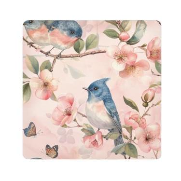 Imagem de SEHANY Saco de maquiagem de pano autoadesivo colorido flores primavera pássaro mágico protetor portátil para lente de câmera envoltório cosmético, bolsa de maquiagem aberta para mulheres, itens