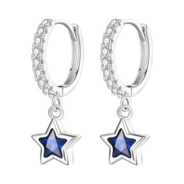 Imagem de Brinco de argola de prata 925 para mulheres pendientes lua sol brincos