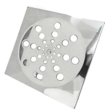 Imagem de Grelha Tampa Ralo 10x10cm Cromado Quadrada Área Gourmet CasaGrande Mun