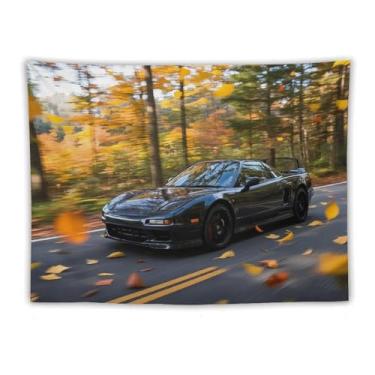 Imagem de HouLaiZhe Tapeçaria de carro Guerreiro Preto Jdm Nsx Extreme Speed Sports Outono Pendurar na Parede Quarto Decoração de Casa Tapeçarias Estética Piquenique Decoração de Parede Arte de Parede para
