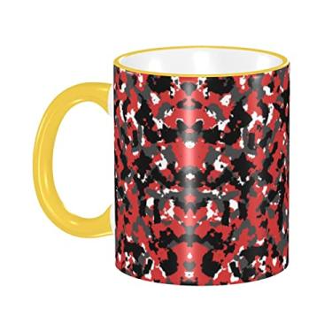 Imagem de Ourdovi Caneca de café expresso de cerâmica camuflada, caneca de cerâmica revestida DIY, para café, sopa, chá, leite, latte, cacau quente, colorido divertido 340 g.