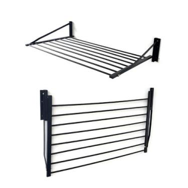 Imagem de Varal De Roupas de Parede Retratil 9 Varetas Aluminio Dobravel 90cm - 