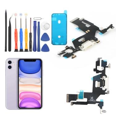 Imagem de Conector Dock para iPhone 11 Cabo flexível de substituição para iPhone 11 USB Charger Dock Board Connector com ferramentas (branco)