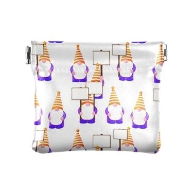 Imagem de Burbuja Bolsa feminina de apertar para moedas de couro com gnomos de desenho animado, mini porta-moedas, batom, organizador de cosméticos