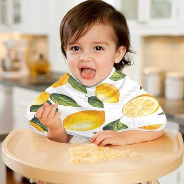 Imagem de CEBUGI Panos para Arrotar Musselina para Bebês 56 x 28 cm Toalhas de Bebê Absorventes Macias Algodão Limão Arrotar Trapos para Bebês Meninos e Meninas Pacote com 4
