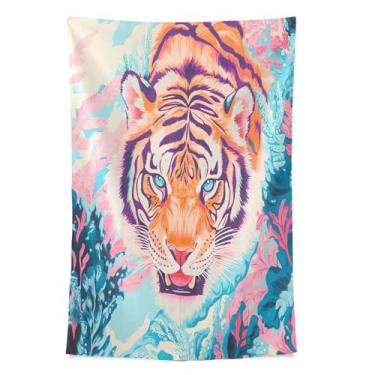 Imagem de STAYTOP Tapeçaria de parede de tigre colorida para decoração de casa, decoração de dormitório, sala de estar, quarto, tapete de parede (80 × 60 pol)