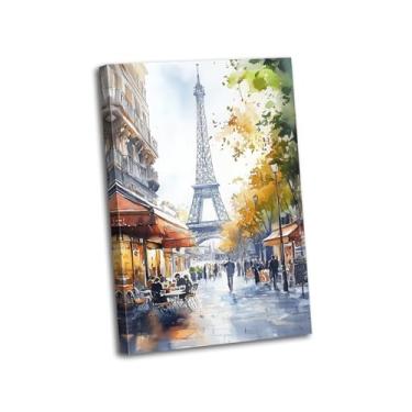 Imagem de ZHOUWALLPIC Arte de parede em tela de Paris imagens da Torre Eiffel impressões de paisagem da cidade arte de paisagem da França para decoração de sala de estar (cenário-2,24C x 36W)