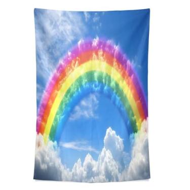 Imagem de STAYTOP Tapeçaria de parede arco-íris tapeçaria para decoração de casa decoração de dormitório sala de estar quarto tapete de parede (60×40in)