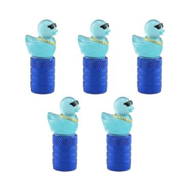 Imagem de Lindas tampas de haste de válvula de pato, tampas de válvula de pneu, capa de borracha quente que brilha no escuro (pacote com 5) universal para carro, caminhão, SUV, motocicleta, bicicleta