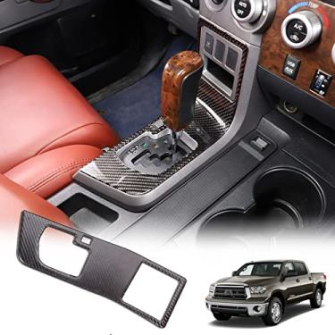 Imagem de HIRUFAIT Acabamento do adesivo do painel de câmbio de marchas para Toyota Tundra 2007-2013 acessórios de consoles centrais, capa decorativa de interior automotivo de fibra de carbono real