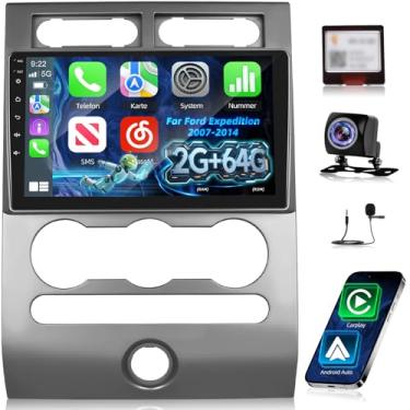Imagem de Estéreo automotivo Android de 2 + 64 G para Ford Expedition 2007-2014 (A/C) - Rádio com tela sensível ao toque de 23 cm com carplay sem fio, Android Auto, WiFi, GPS, EQ, SWC, Mirror Link + câmera