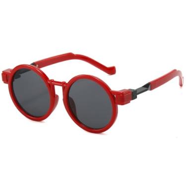 Imagem de Óculos de Sol Redondos Estilo Punk Feminino UV400 Masculino com Lentes Gradientes Transparentes para Esportes ao Ar Livre, Corrida e Ciclismo, Vermelho e Cinza
