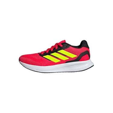 Imagem de adidas Tênis infantil unissex Run Falcon 5, Vermelho lúcido/limão lúcido/preto, 16