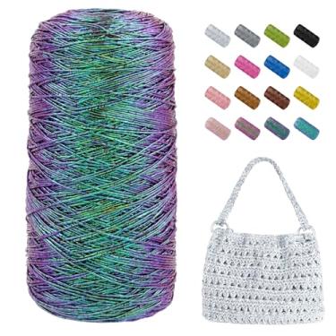 Imagem de JeogYong Cordão de macramê metálico de 1 mm x 525 metros, fio de glitter para sacos de crochê, fio de macramê brilhante para pingentes de crochê, decoração de casa, artesanato DIY