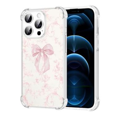 Imagem de Vulfwela Capa para iPhone 12 Pro Max de 16,7 cm com laço rosa claro, estampa de flor de videira vintage, capa de telefone transparente para mulheres e meninas, antiamarelamento, antiqueda, à prova de