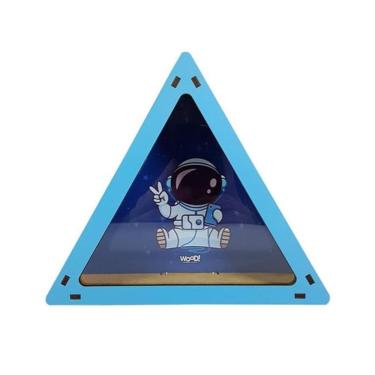 Imagem de Cofre Cofrinho Moedas Dinheiro Mdf Triangulo Astronauta