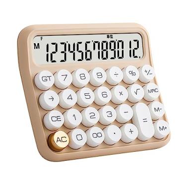 Imagem de Alomejor Calculadoras de Mesa, 12 Dígitos Com Tela LCD Grande, Botão Grande, Calculadora de Interruptor Mecânico Padrão para Escritório, Escola, Casa, Macia e Flexível (Cor de chá com leite)