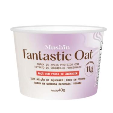 Imagem de Fantástico Oat Mushin, Mingau de Aveia Instantâneo, Sem Glúten, Sem Lactose, Sem Açúcar, Rico em 11g Proteínas e Fibras, 40g baixa caloria