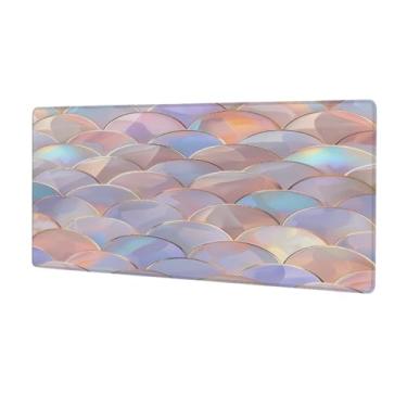 Imagem de Tapete de mouse grande arte colorida de mármore à prova d'água para computador estendido tapete protetor de mesa antiderrapante base de borracha para escritório, computador, teclado, laptop e mesa de