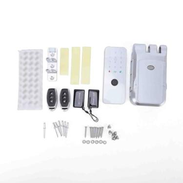 Imagem de Zhjvihx Bloqueio de Impressão Digital Inteligente, 5 Métodos de Desbloqueio Cartão de Senha de Impressão Digital Controle Remoto de Aplicativo TY, Fechadura de Entrada Sem Chave Com (Prata)