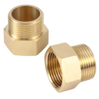 Imagem de 2 peças adaptador de mangueira de jardim de latão, 3/10.2 cm GHT macho para 3/10.2 cm NPT conector fêmea resistente latão sólido rosqueado encaixe de tubo mangueira de jardim para acessórios de