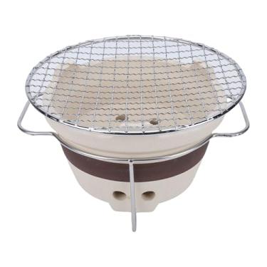 Imagem de Aqur2020 Fogão a Carvão de Argila, Fogão de Fabricação de chá de Argila de Cerâmica Grossa Com Churrasqueira para Uso Interno e Externo Com Diâmetro de Grelha de 22 Cm