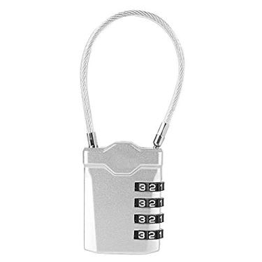 Imagem de Dioche Fechadura de Bagagem Combinada de 4 Dígitos Aprovada Pela TSA Em Liga de Zinco Cadeado de Mala de Viagem Reajustável Com Cabo de Aço de Alta Resistência para Uso Interno (SILVER)