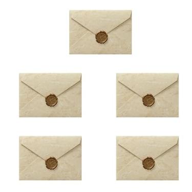 Imagem de Envelopes A6 vintage multicoloridos, pacote com 10 - Papelaria de veludo para cartas de amor e convites (1 envelope bege + 1 adesivo de laca/5 peças cada)