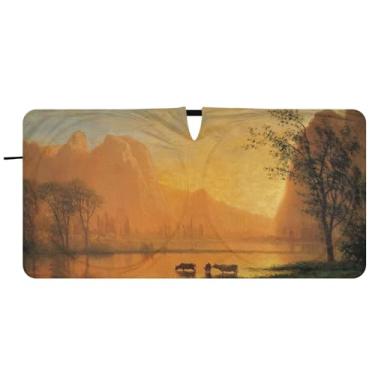 Imagem de Paisagem Albert Bierstadt Sundown Yosemite Para-brisa de carro personalizado sombra de sol bonito dobrável caminhão carro persianas para janelas dianteiras automotivas, 76.2 cm x 149.9 cm