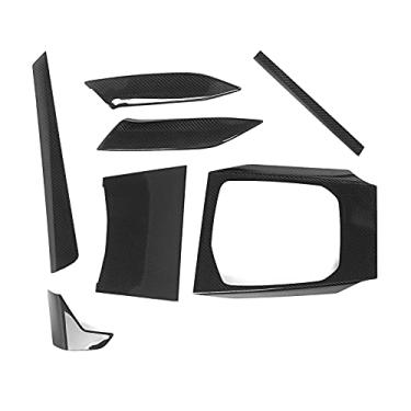 Imagem de aqxreight 7 Peças Kit de Acabamento Interno do Carro Capa de Fibra de Carbono para Maçaneta da Porta Painel da Caixa de Mudança de Marcha Adequado para Série 3 LHD 2019-2021 Lata de Mudança e