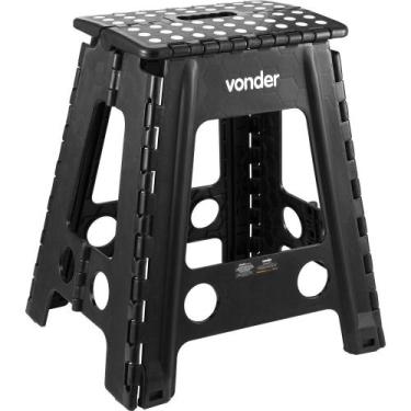 Imagem de Banqueta Plástica Dobrável Preta Altura 450 mm Vonder, Preto