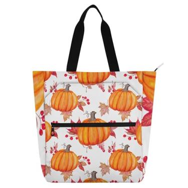 Imagem de Bolsas de trabalho femininas com abóboras em aquarela com zíper, bolsas para professores, presentes para amantes de livros