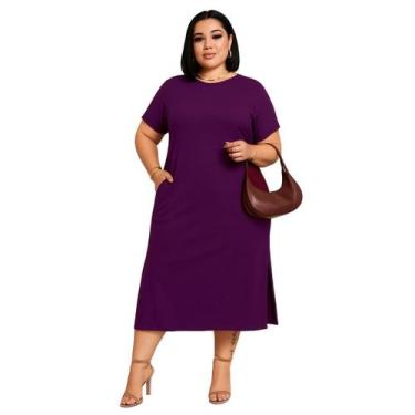 Imagem de Vestido Plus Size Basico Elegante Confortavel Liso Feminino 2730 - Sho
