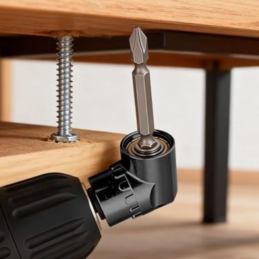 Imagem de Chave de broca de ângulo reto, adaptador de 105 graus para furadeira elétrica, chave de fenda e projetos domésticos DIY preto