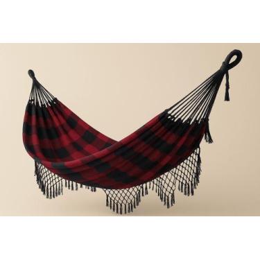 Imagem de Rede De Descanso Casal Tecido De Algodão Premium - Sem marca, Vermelho