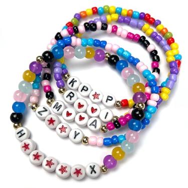 Imagem de GLOONITY Pulseiras pop coreanas, 5 pulseiras da amizade KP com 1 cartão LOMO aleatório, mercadoria inspirada em DH como presente pop coreano ideal para fãs em festas de aniversário e concerto