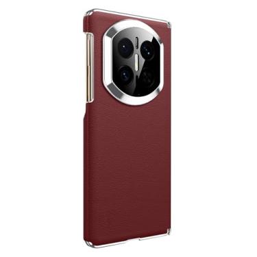 Imagem de FWYANZH Capa de couro magnética para Huawei Mate X7, proteção ultrafina de cobertura de dobradiça capa traseira de telefone à prova de choque capa de negócios de luxo, vermelha, Mate X7