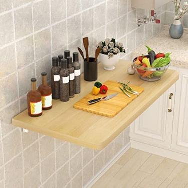 Imagem de TRGCJGH Mesa dobrável de parede, bancada dobrável de parede, mesa de montagem na parede mesa de jantar mesa de jantar mesa de computador, cor de teca - 24 x 16 polegadas / 60 x 40 cm