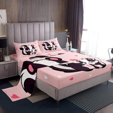 Imagem de Erosebridal Jogo de lençol solteiro com desenho animado kawaii princesa kawaii, animal fofo, vida selvagem, 1 lençol com elástico, 1 lençol de cima e 1 fronha para crianças, adolescentes e mulheres