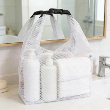 Imagem de 1 bolsa com cordão de viagem ao ar livre, bolsa de armazenamento de academia e natação de grande capacidade, pode guardar roupas molhadas e artigos de higiene de viagem. (branco, pequeno)